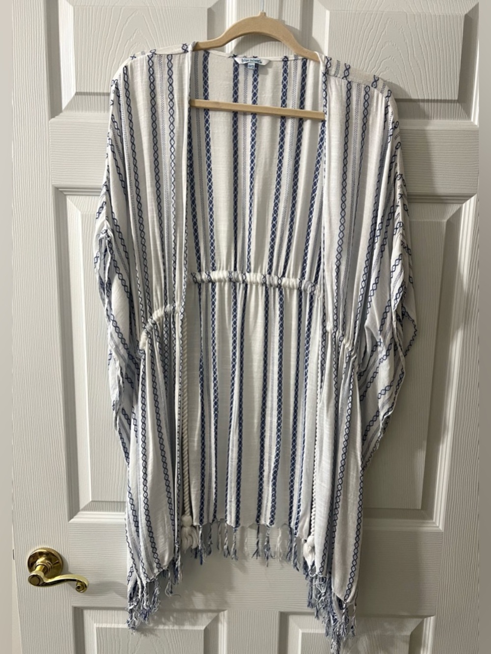 Blue Island Fringe Kimono Shawl Cover-Up